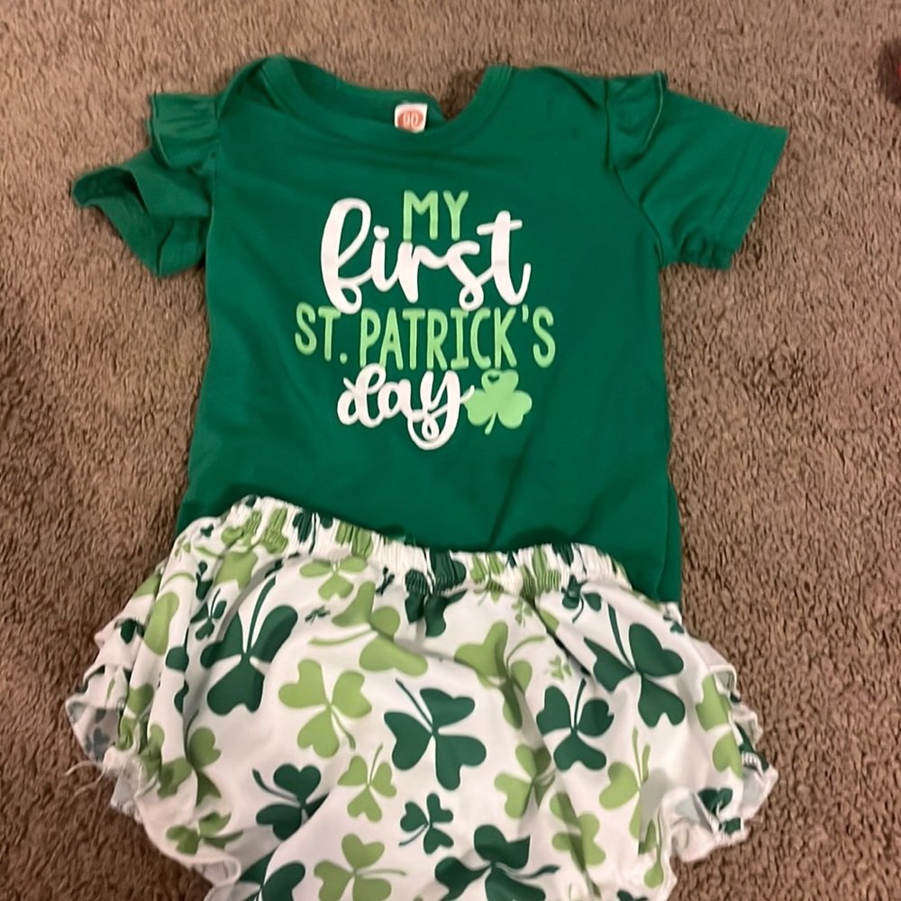 12-18 month My First St. Patrick’s Day Onsie and Bloomers
